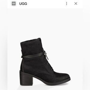 UGG’s Sz. 9 ORIANA EXOTIC LACE-UP HIGH HEEL ANKLE BOOTS, Black. Side Zippers.